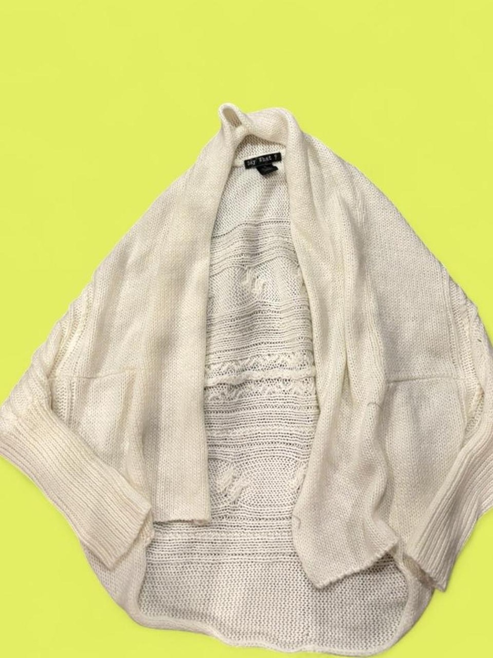 Say What? Ivory Open-Front Knit Cardigan